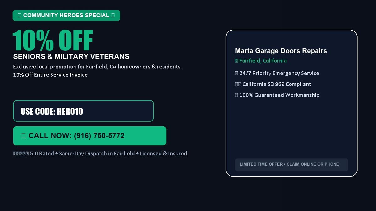 Marta Garage Doors Repairs 10% OFF Seniors & Military Veterans